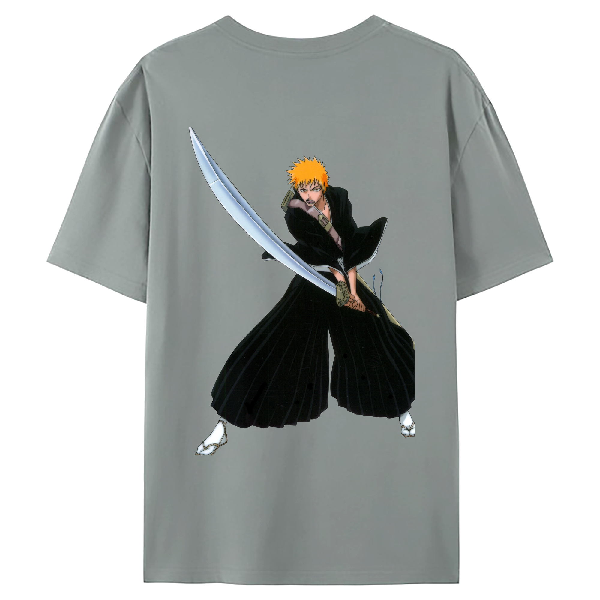 （画像用） ブリーチ 黒崎一護（くろさき いちご）BLEACH Kurosaki Ichigo 綿100％ メンズ半袖Tシャツ（バックプリント） 通気性